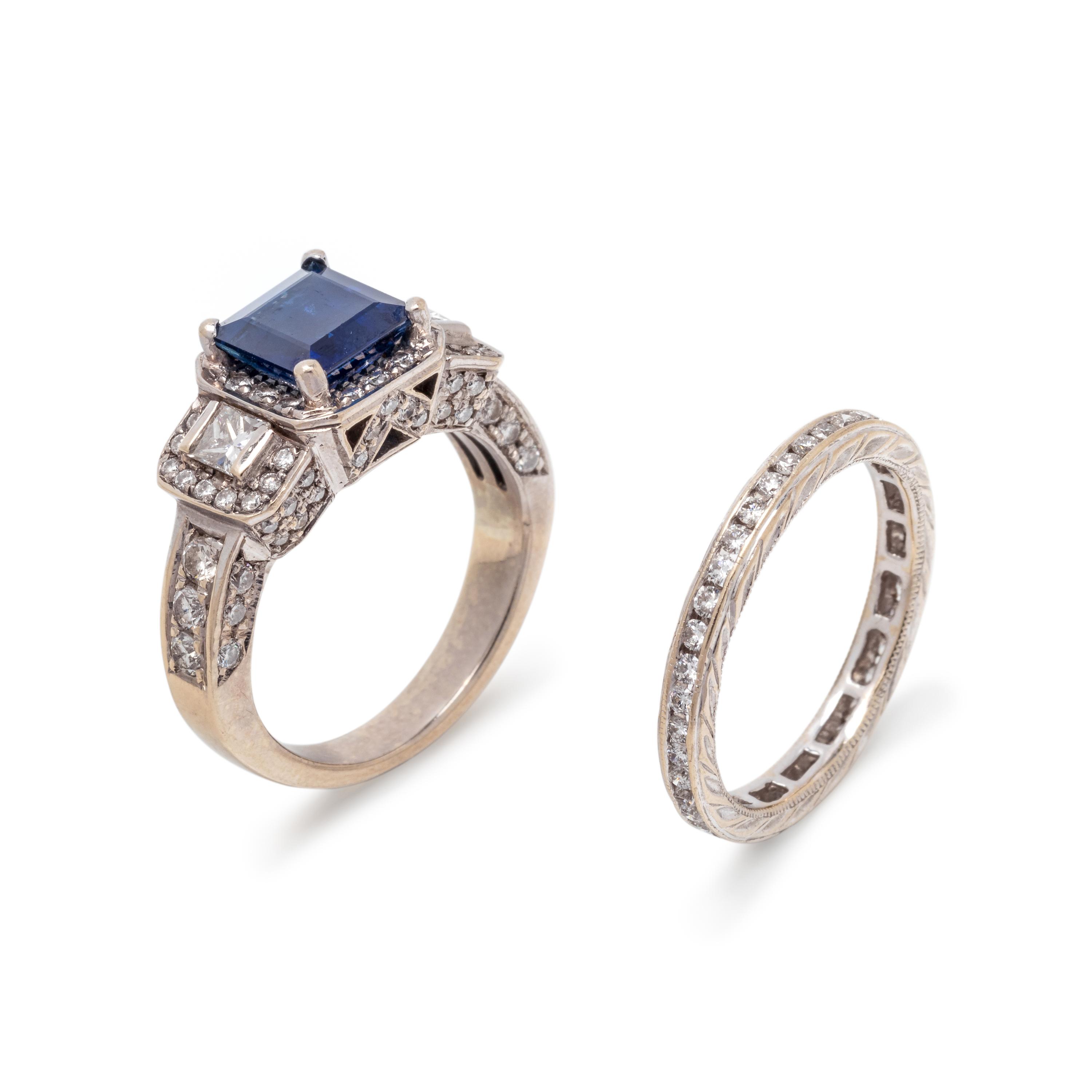 SAPPHIRE AND DIAMOND RING SET