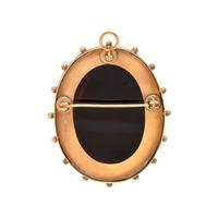 ANTIQUE, BICOLOR GOLD AND ONYX CAMEO PENDANT/BROOCH