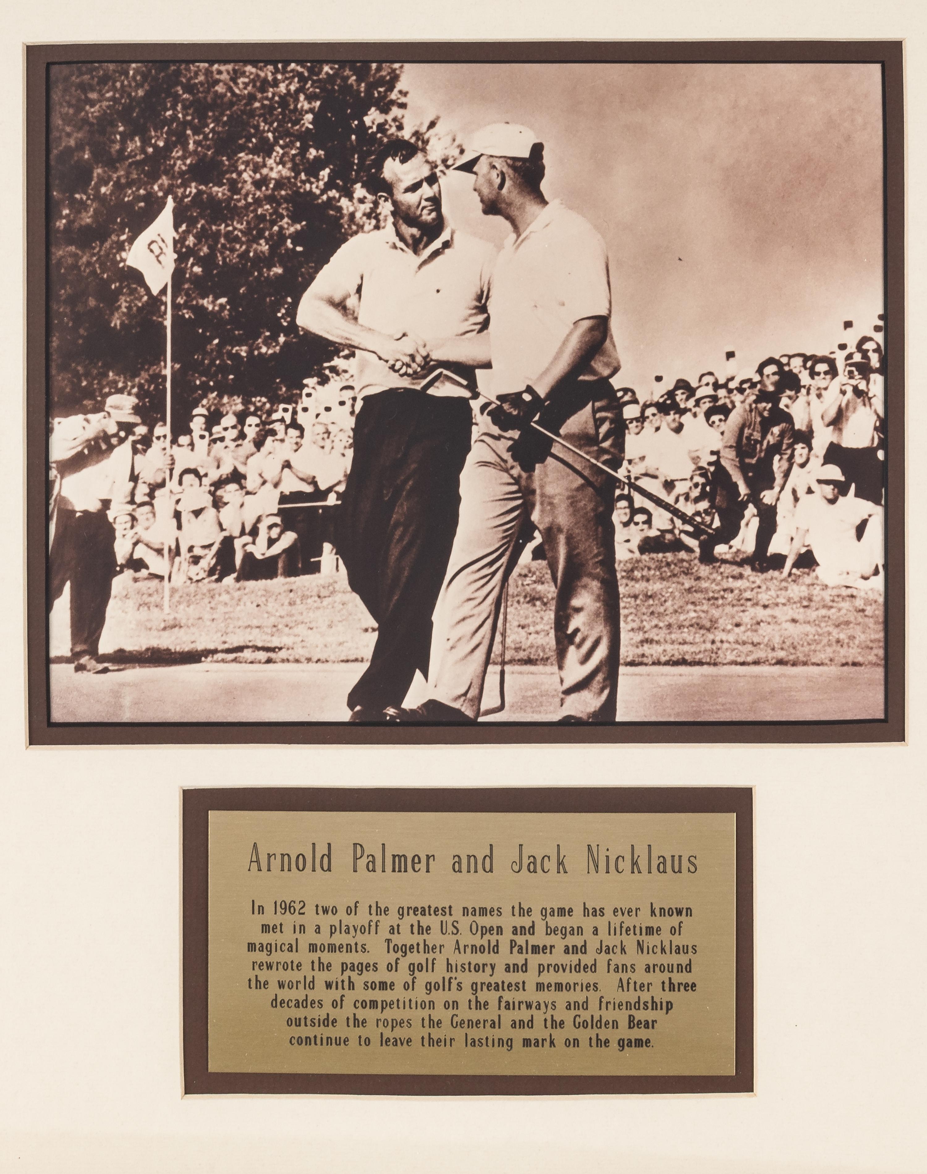 A Group of Arnold Palmer and Jack Nicklaus Displays Featuring Dual Signed Autograph 1962 U.S. Open Presentation