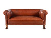 A Leather-Upholstered Mahogany Three-Piece Seating Suite