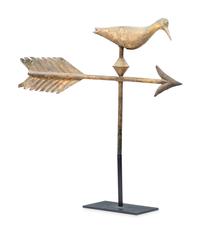 A Carved Wood, Cast Zinc and Molded Copper Shore Bird Weathervane