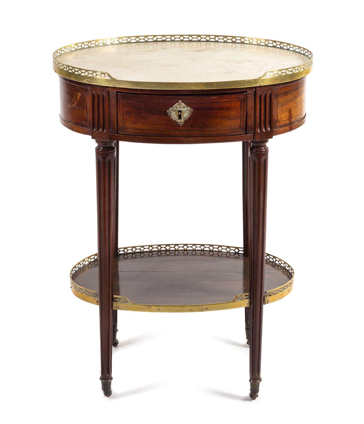 A Louis XVI Mahogany Table en Chiffonier Height 29 1/2 x width 22 3/4 x depth 17 1/8 inches. — EARLY 19TH CENTURY