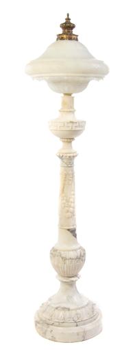 An Italian Carved Alabaster Floor Lamp, Height overall 67 3/4 inches.