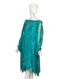 Zandra Rhodes, Painted Teal Silk Dress