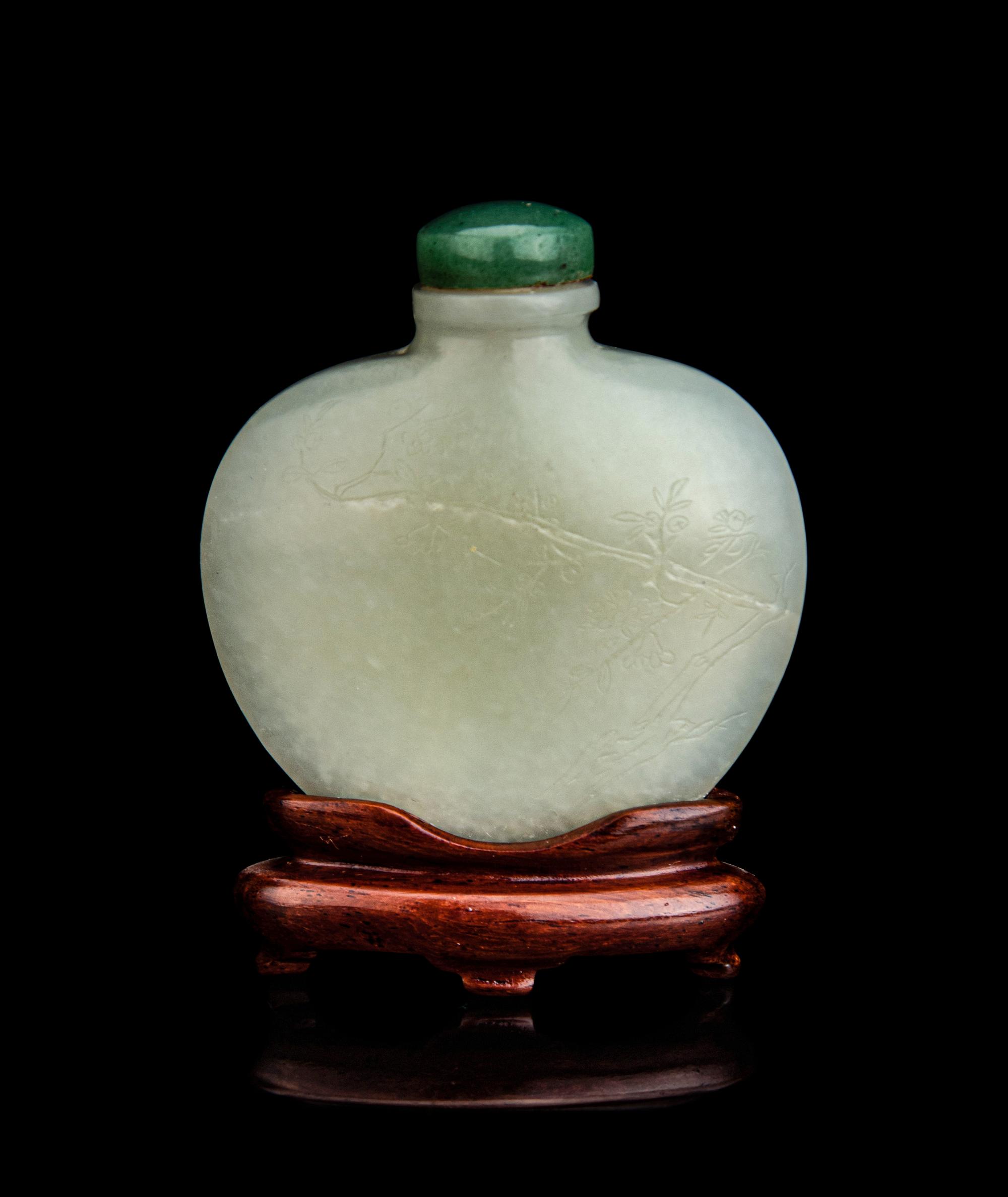 A Chinese Pale Celadon Jade Snuff Bottle
