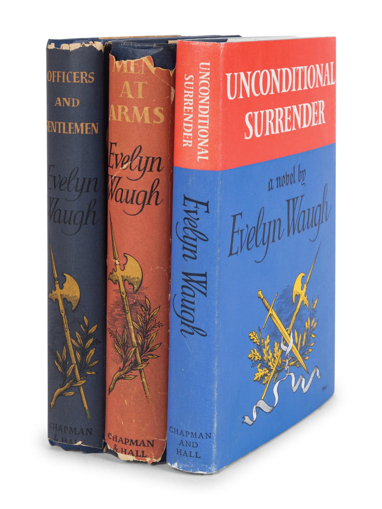WAUGH, Evelyn, (1903-1966). [ Sword of Honour trilogy]. Men at Arms. -- Officers and Gentlemen. -- Unconditional Surrdender. London: Chapman & Hall, 1952-61.