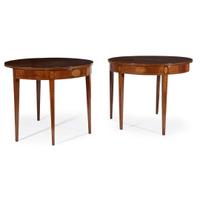Pair of Federal style inlaid mahogany demi-lune card tables early 20th century