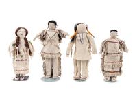 Apache and Plains Beaded Hide Dolls