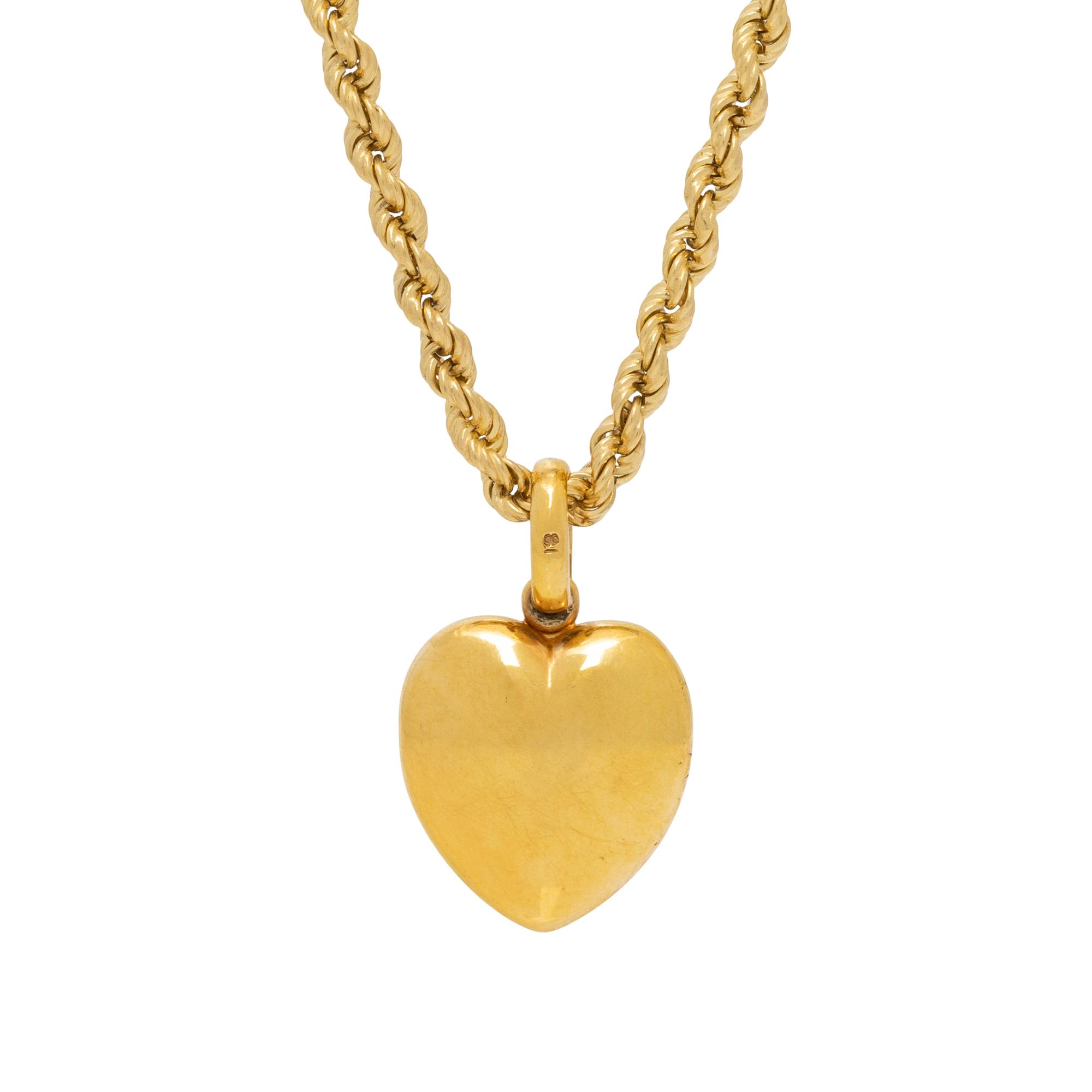 YELLOW GOLD, ENAMEL, AND SEED PEARL LOCKET AND CHAIN