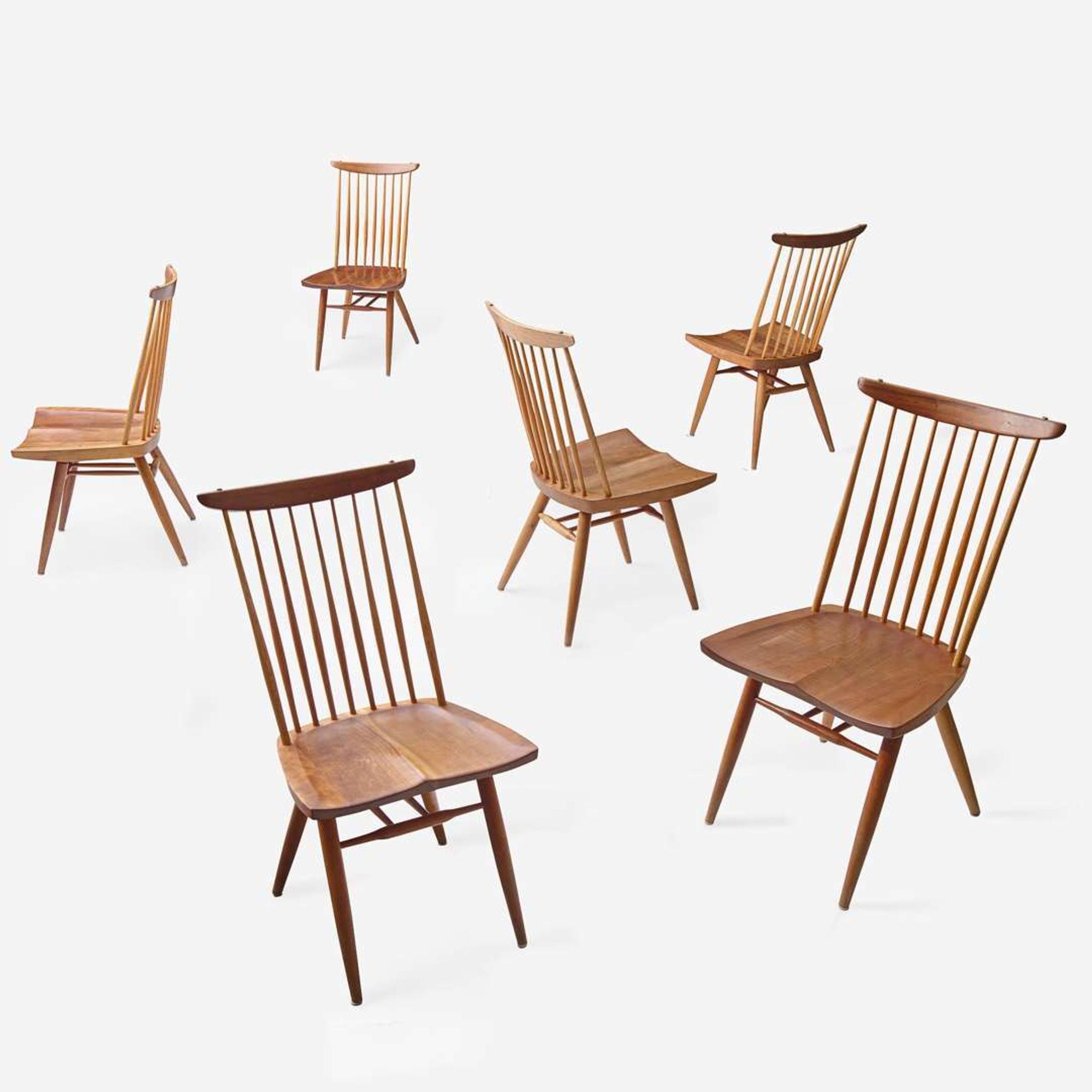 George Nakashima Set of Six "New" Chairs, New Hope, Pennsylvania, 1975
