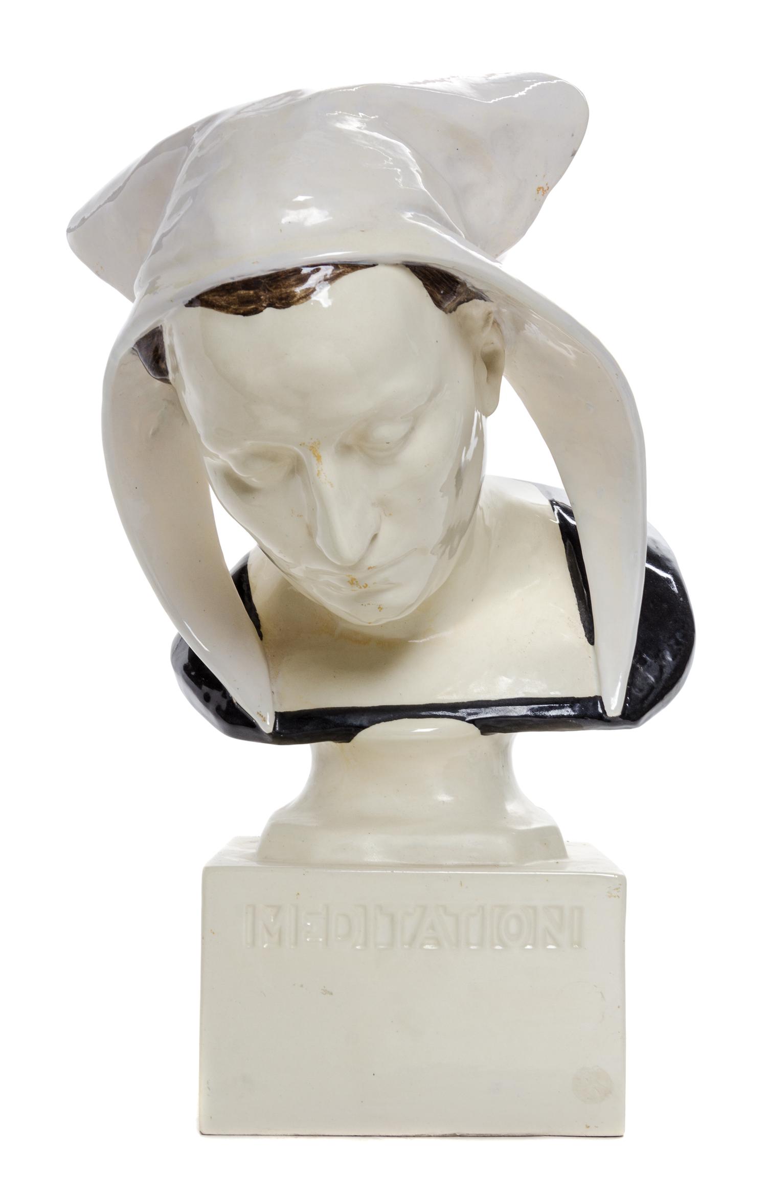 A Le Bozec Quimper Ceramic Bust Height 20 3/4 inches.