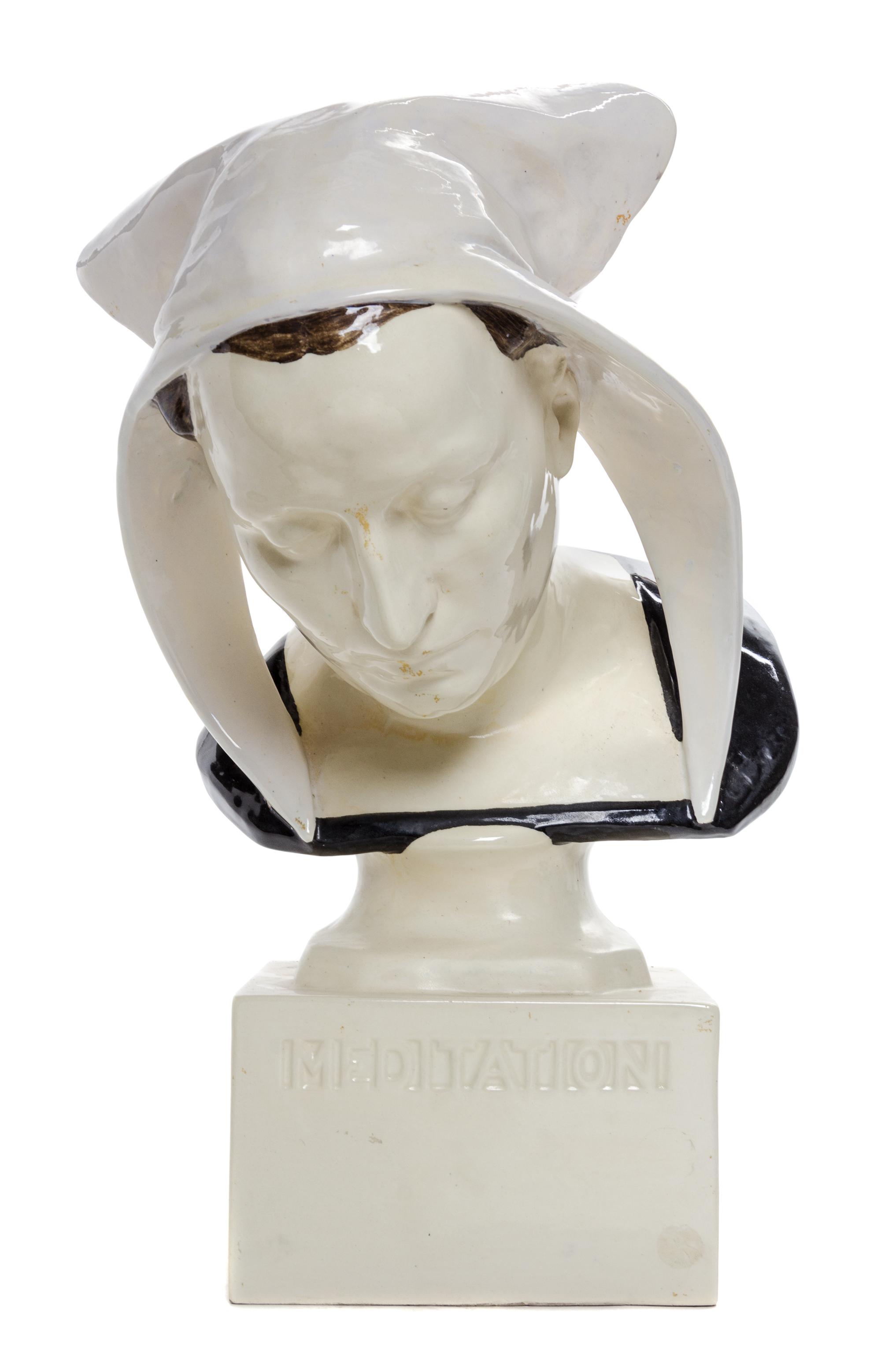 A Le Bozec Quimper Ceramic Bust Height 20 3/4 inches.