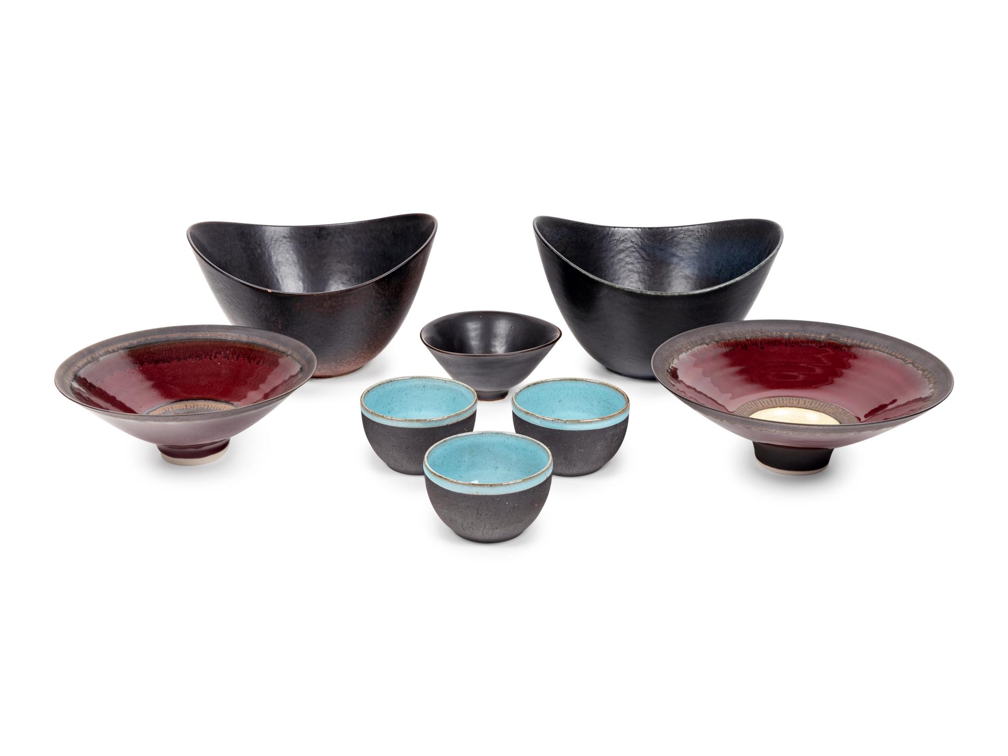 Eight Gunnar Nylund and Other Studio Ceramic Bowls