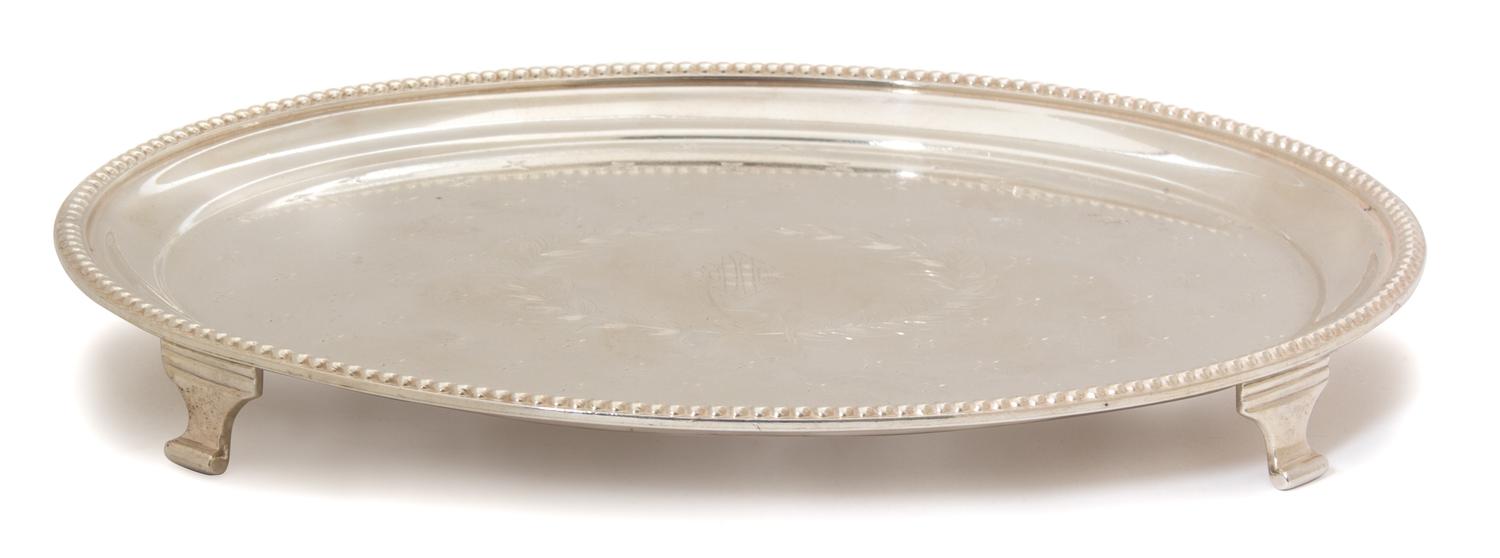 An American Silver Oval Footed Tray, J. E. Caldwell, Philadelphia, PA, monogrammed "C".