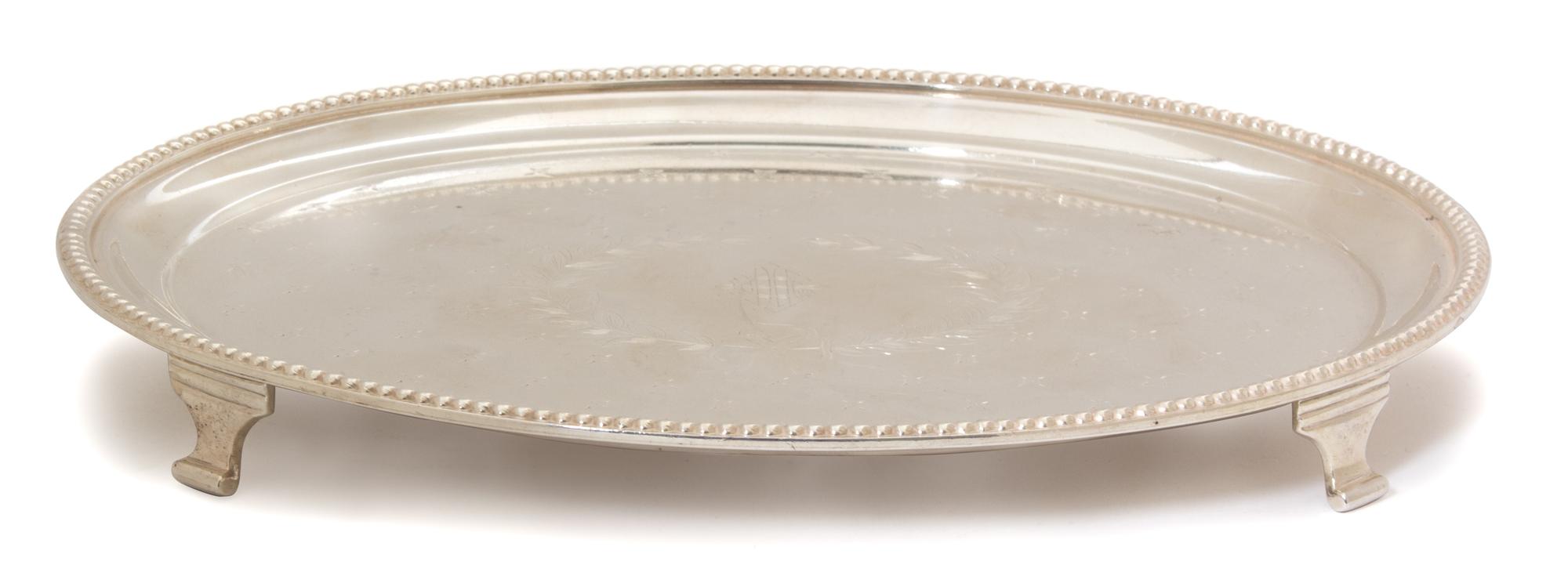 An American Silver Oval Footed Tray, J. E. Caldwell, Philadelphia, PA, monogrammed "C".