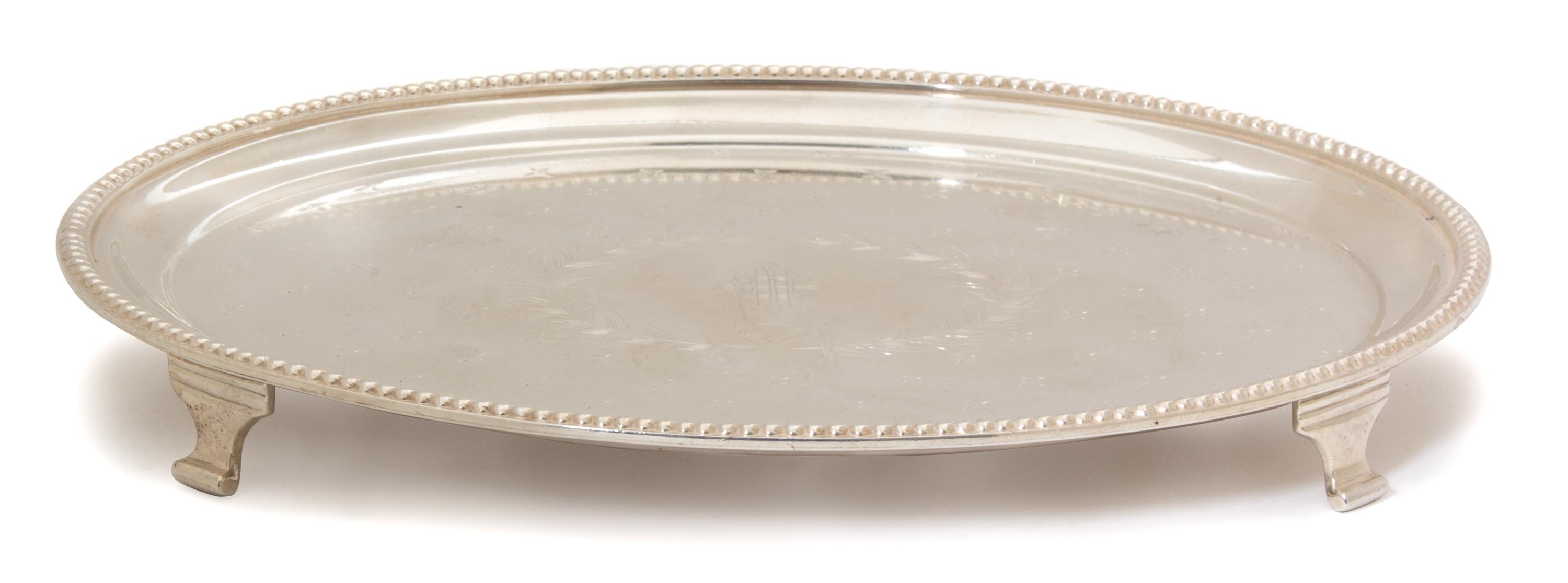 An American Silver Oval Footed Tray, J. E. Caldwell, Philadelphia, PA, monogrammed "C".