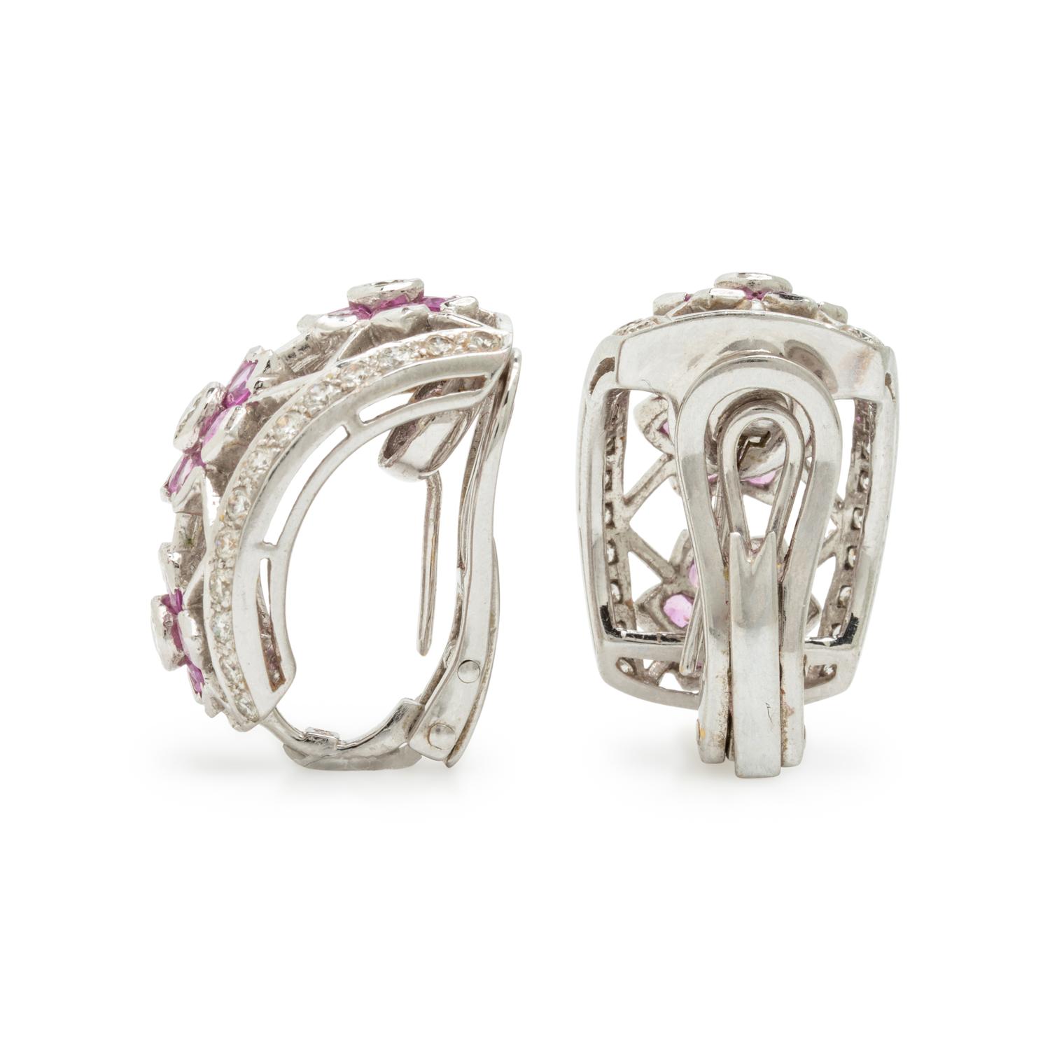 Two Pairs of White Gold and Multigem Earrings