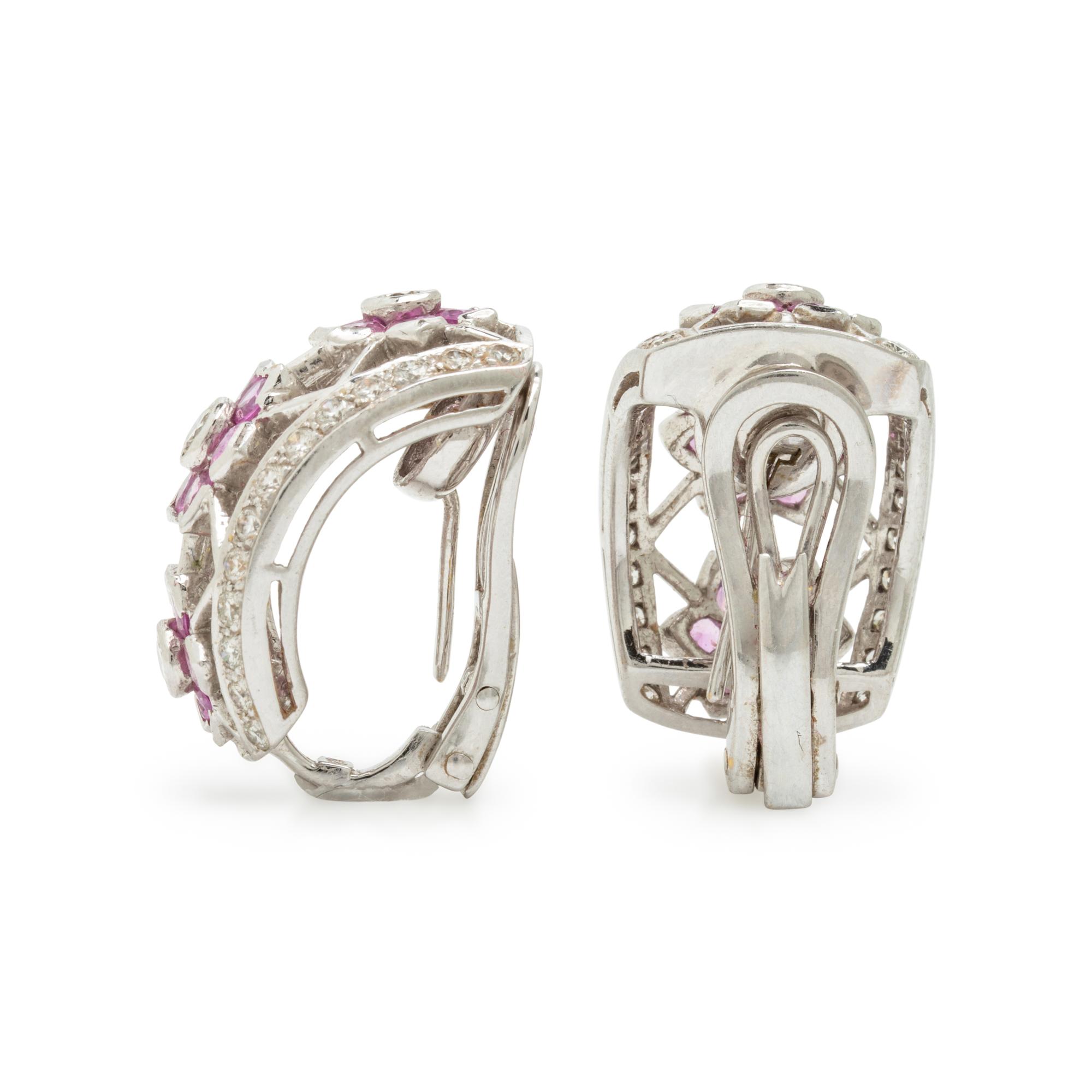 Two Pairs of White Gold and Multigem Earrings