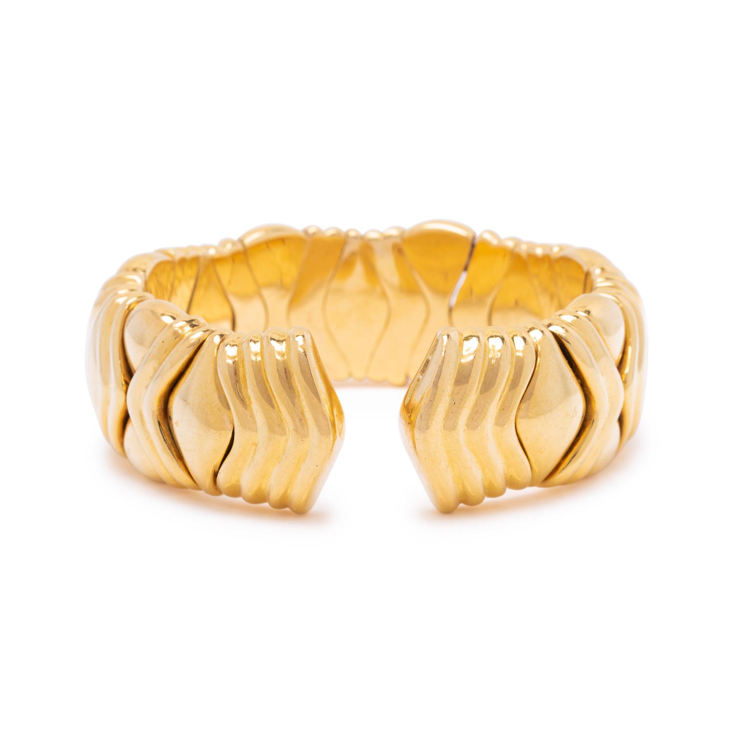 SOLD: YELLOW GOLD AND MULTIGEM CUFF BRACELET