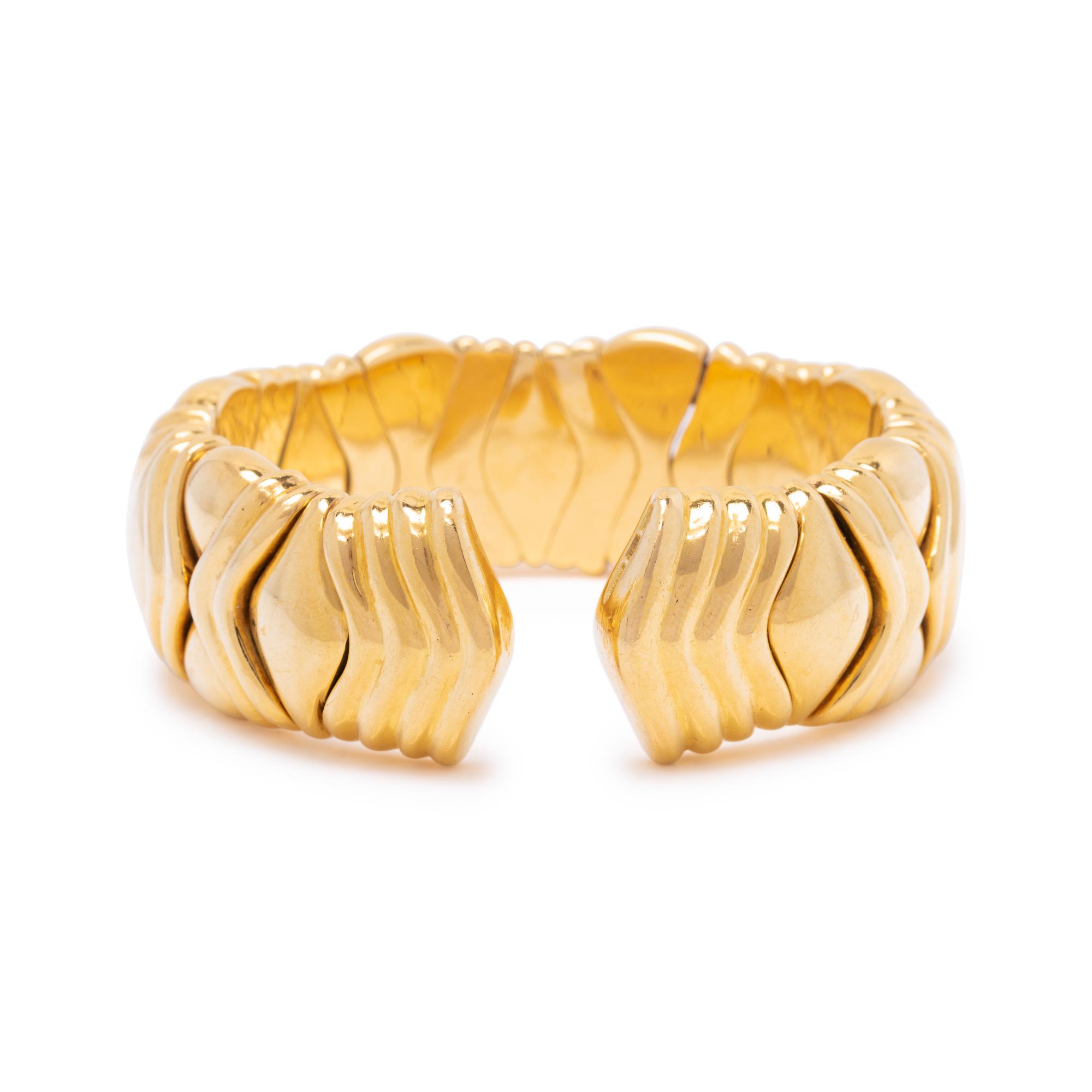 SOLD: YELLOW GOLD AND MULTIGEM CUFF BRACELET