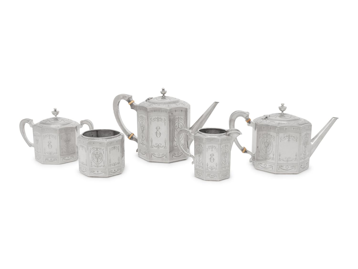 An American Arts & Crafts Silver Five-Piece Tea and Coffee Service