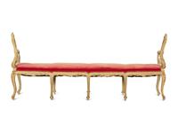 A Louis XV Style Painted and Parcel Gilt Hall Bench
