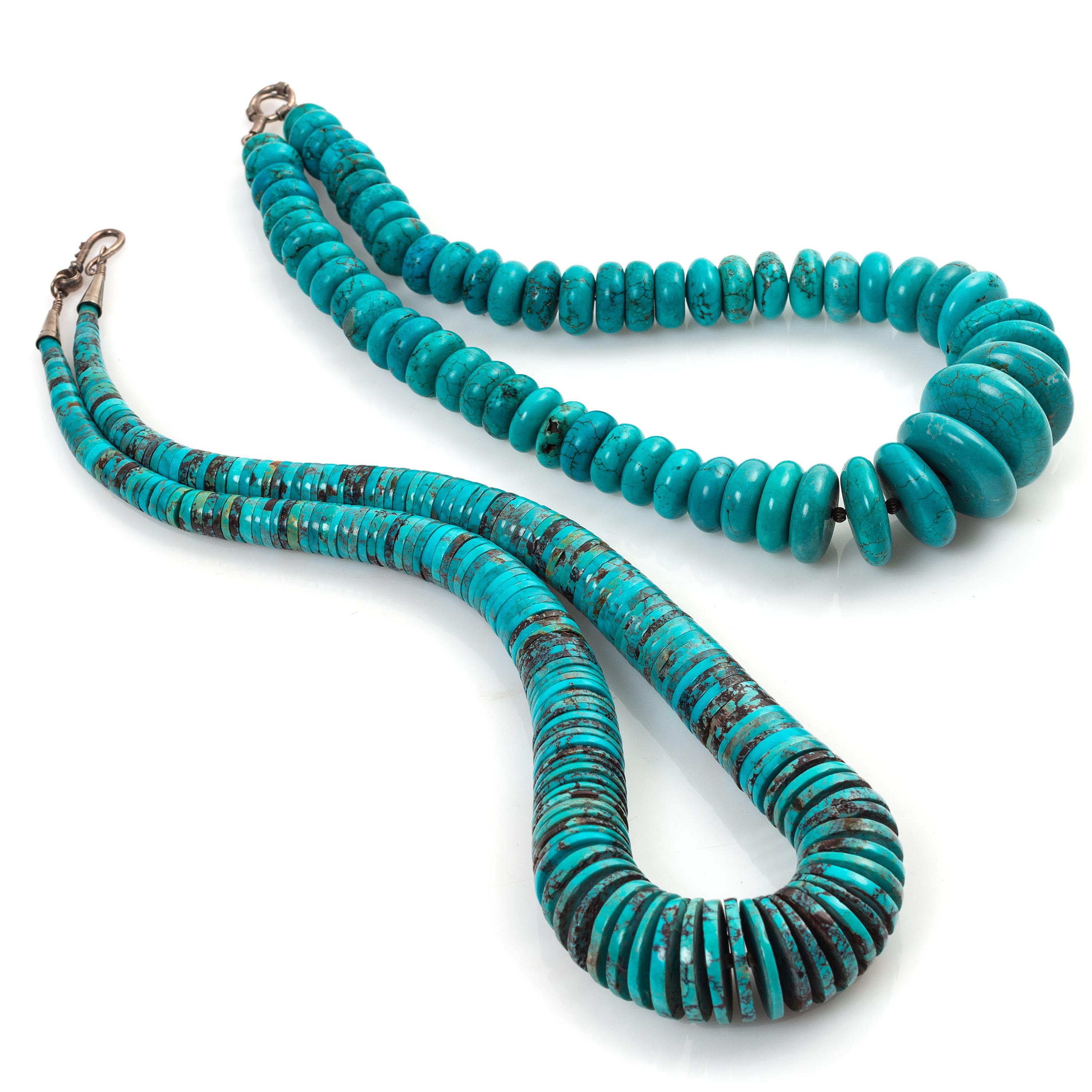 Pair of Southwestern-Style Single-Strand Turquoise Necklaces