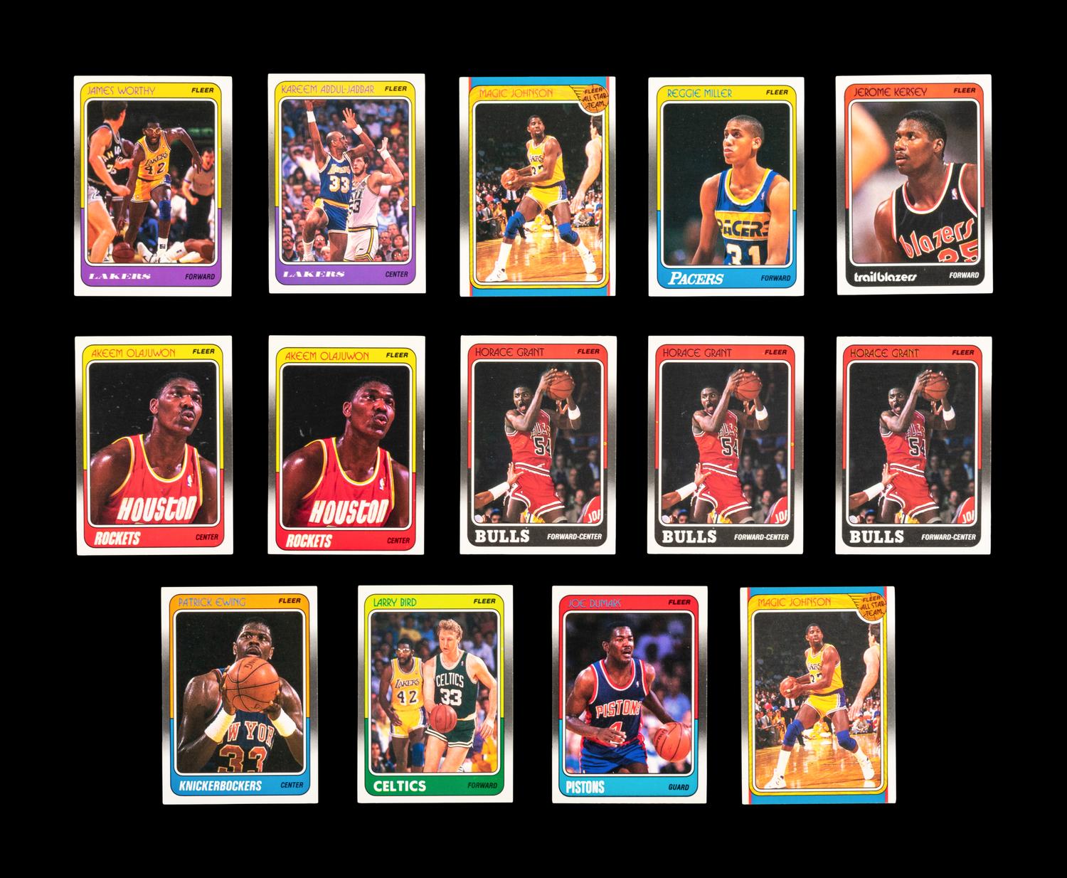A Group of 31 1988 Fleer Basketball Cards Including a Michael Jordan All-Star No. 120 (PSA 9 MINT) and Scottie Pippen Rookie No. 20 (PSA 5 EX)
