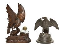 A Carved Wood Inkwell, Height of first 11 1/2 inches.
