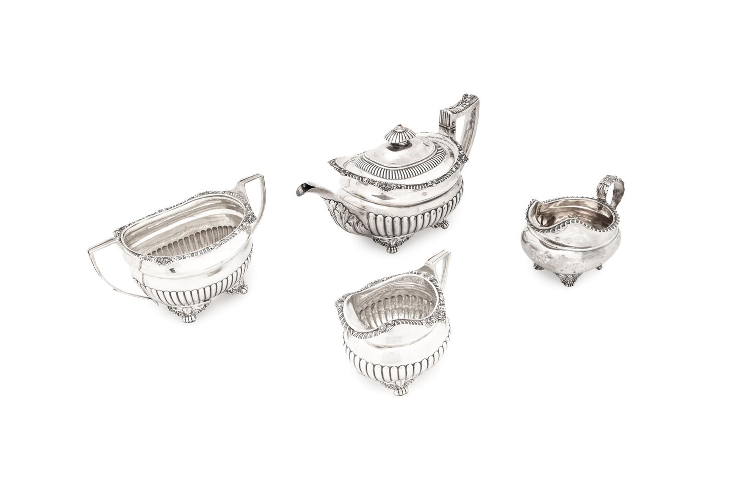 An English Silver Three-Piece Tea Service