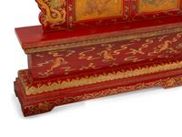 A Chinese Carved Hardstone-Inset Lacquer Nine-Panel Screen