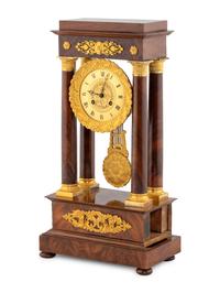 A Charles X Gilt-Bronze Mounted Portico Clock