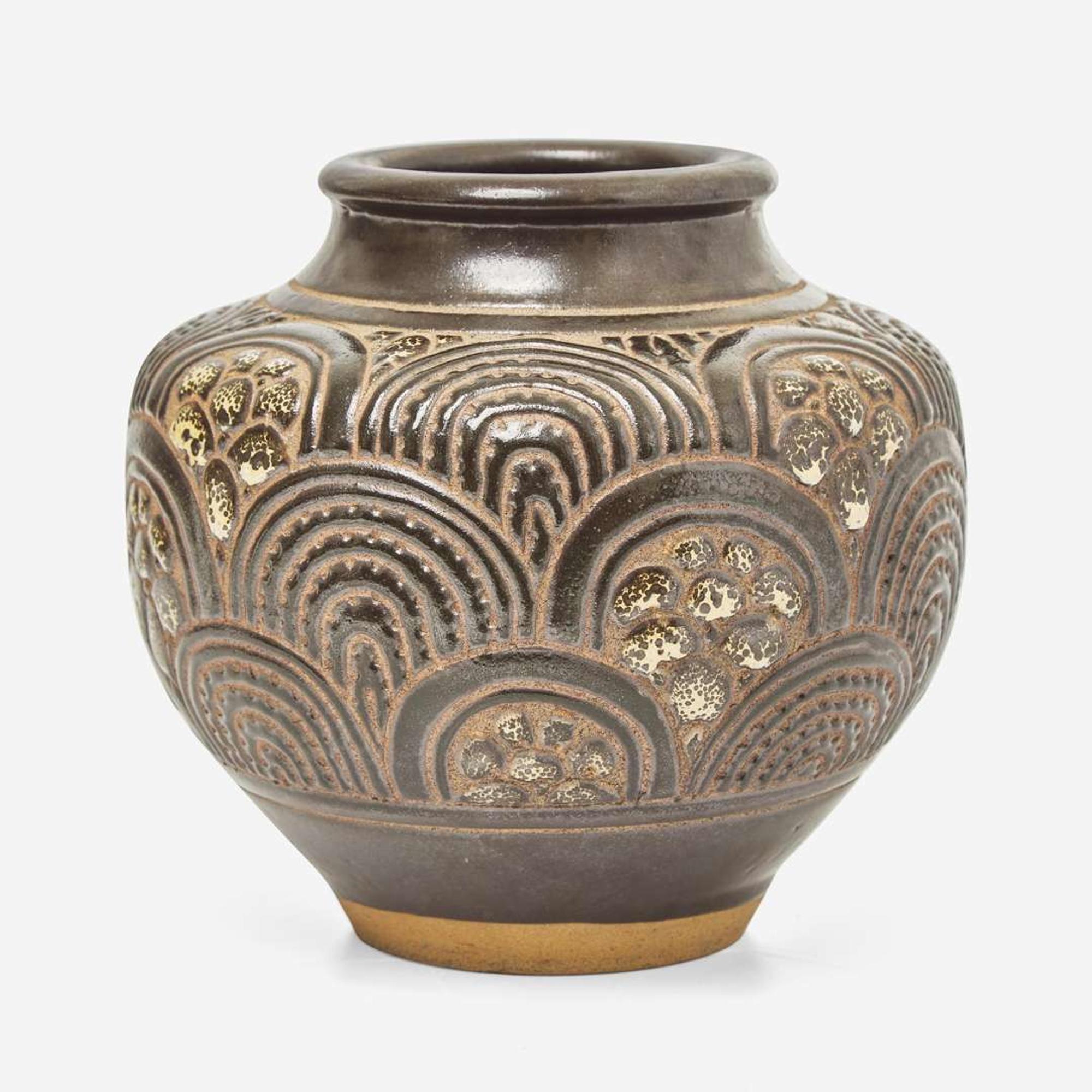 Emile Lenoble (French, 1875-1939) Vase with Incised Decoration, France, circa 1930