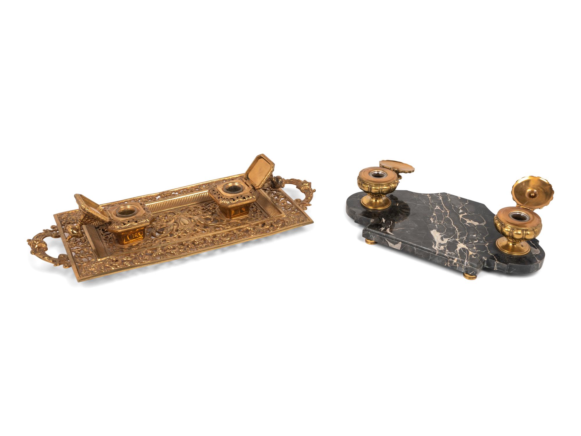 Two French Gilt Bronze Encriers