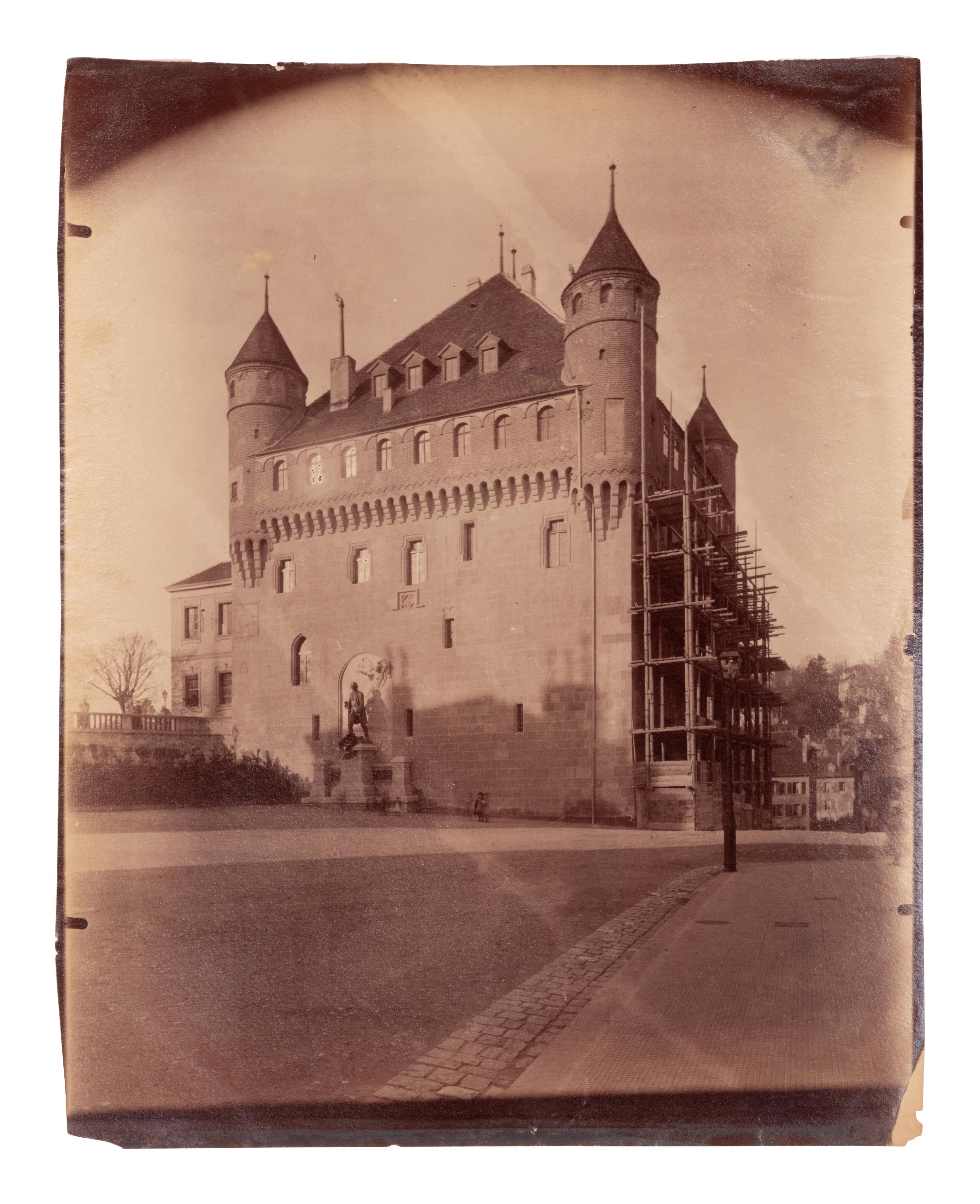 A group of three photographs depicting Swiss scenes ( [Lausanne, Suisse]; Fontaine a Berne (Suisse); Fontaine de Lausanne (Suisse) )