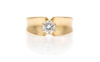 A 14 Karat Yellow Gold and Diamond Ring, 2.80 dwts.