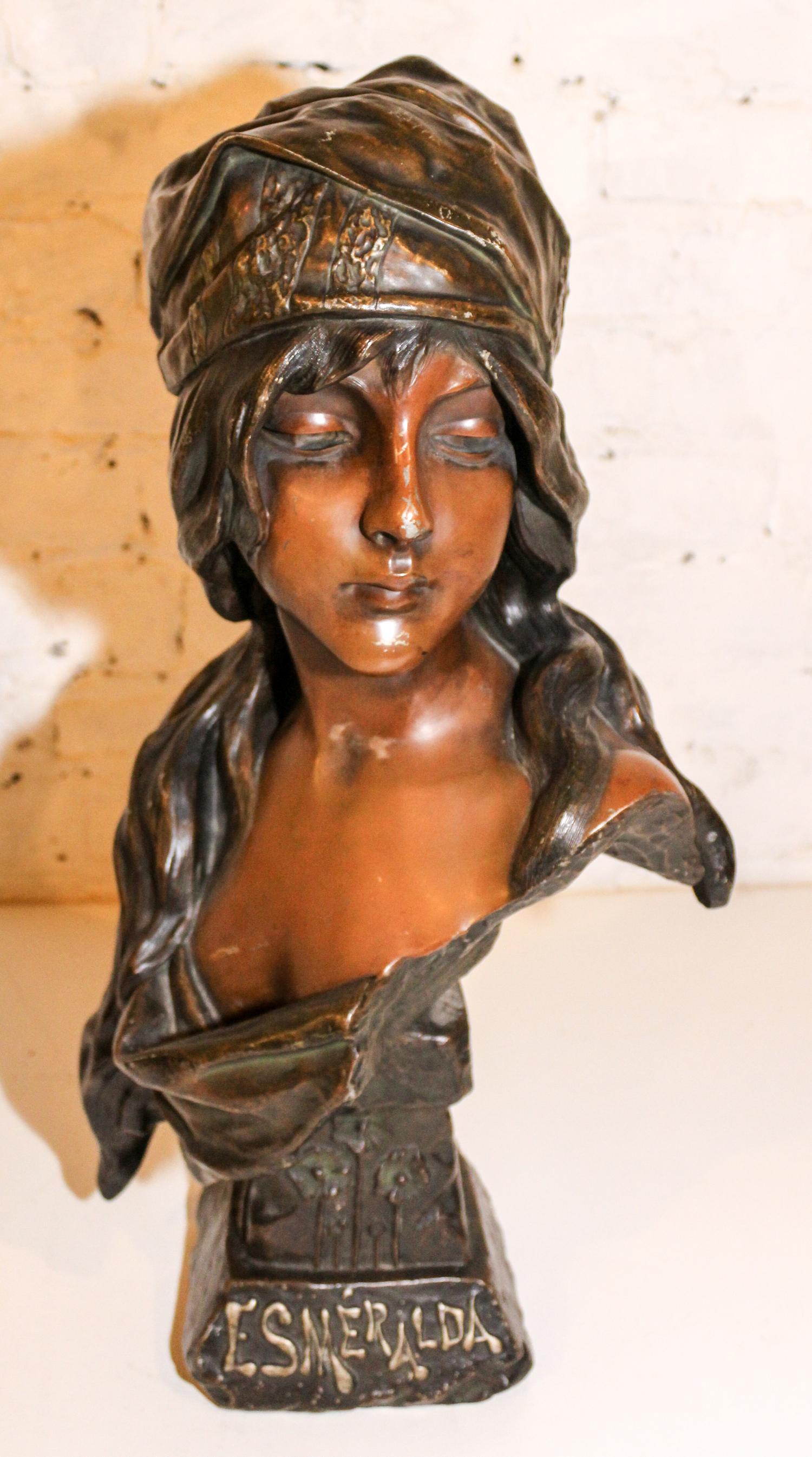 A French Cast Metal Bust Height 23 inches. — AFTER EMMANUEL VILLANIS, 20TH CENTURY