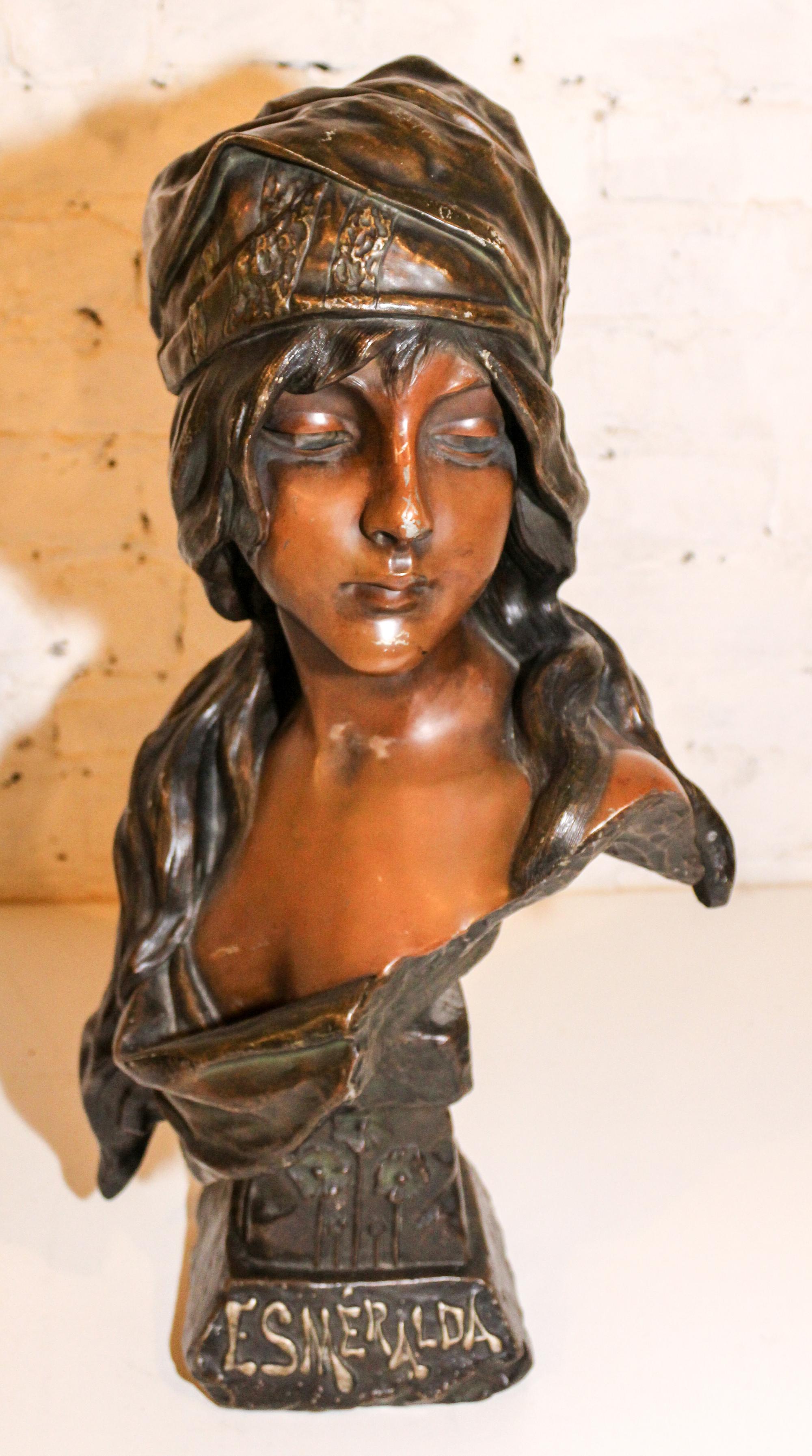 A French Cast Metal Bust Height 23 inches. — AFTER EMMANUEL VILLANIS, 20TH CENTURY