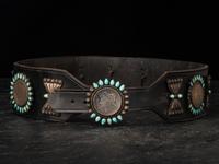 Navajo Silver Dollar and Petit Point Turquoise Concha Belt