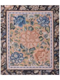 A Chinese Silk Forbidden Stitch Embroidered Panel