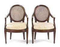 A Pair of Italian Walnut Fauteuils Height 36 inches. — GENOA, CIRCA 1790