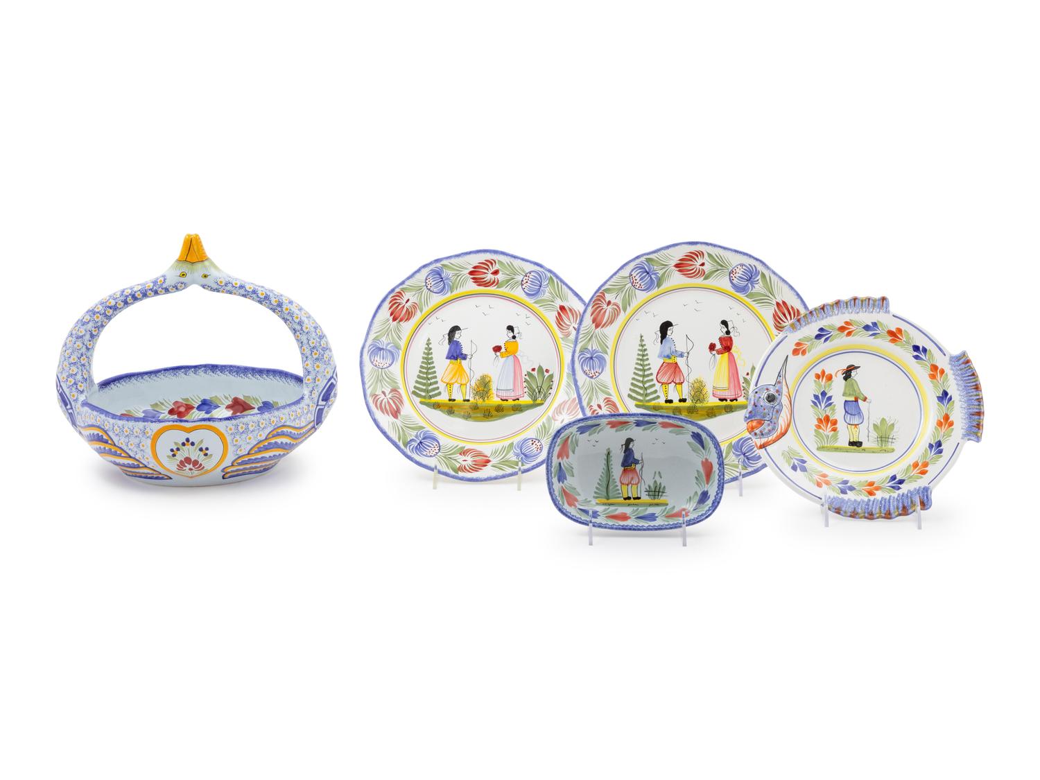 A Group of Six Quimper Faience Serving Pieces — 20TH CENTURY