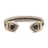 DAVID YURMAN, STERLING SILVER, YELLOW GOLD AND GARNET 'DOUBLE CABLE HEART' CUFF BRACELET