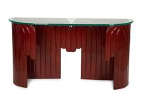 A Gampel & Stoll Anamporphic Red Lacquer Console Table by Asher Israelow — Circa 1960