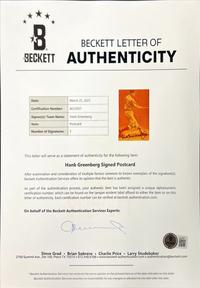 A Hank Greenberg Signed Autograph Exhibit Reprint Card (Beckett Authentication Services)