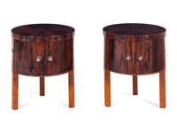 A Pair of Swedish Rosewood Cylindrical Side Tables