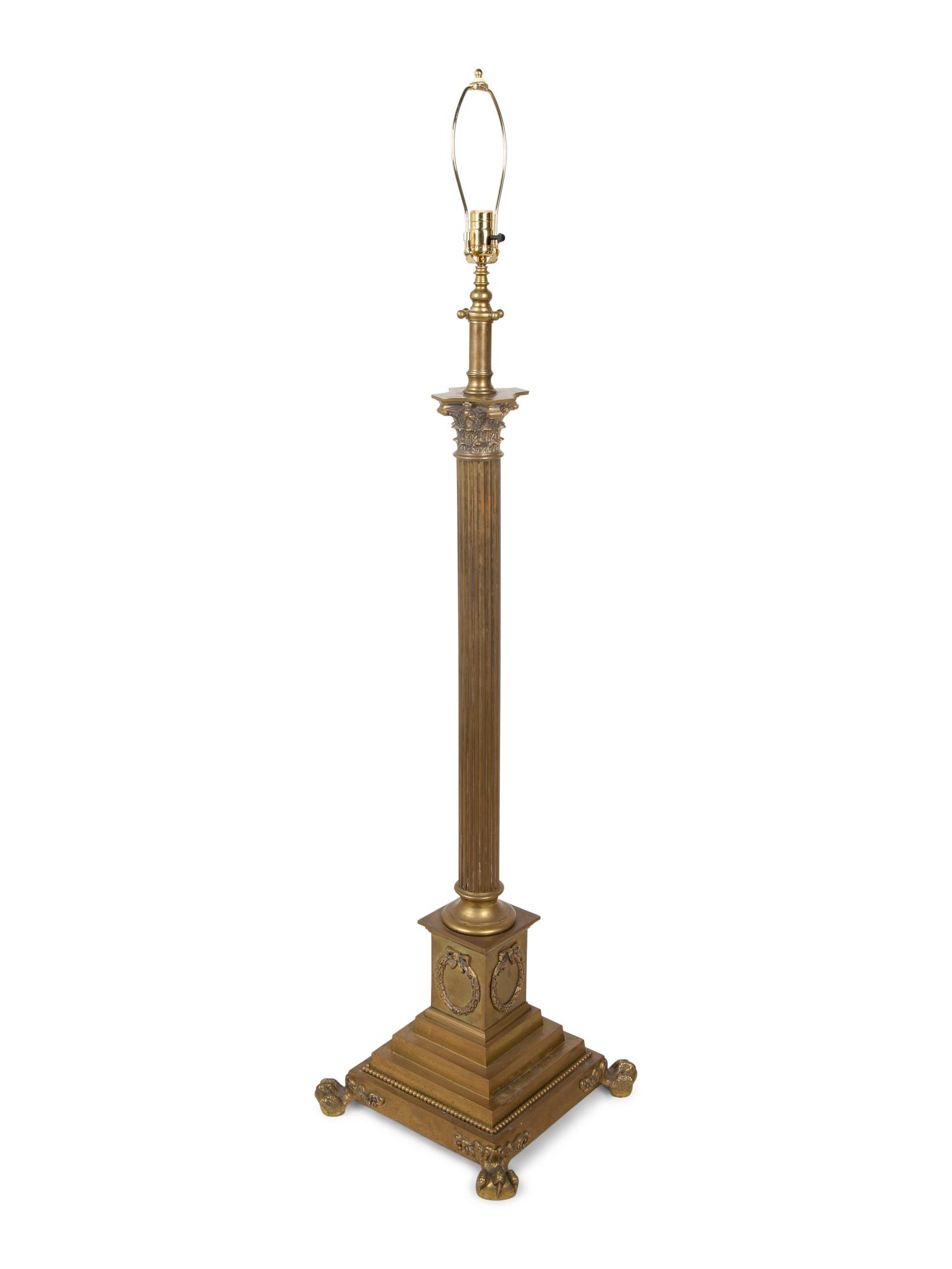 A Neoclassical Bronze Columnar Floor Lamp — 20TH CENTURY