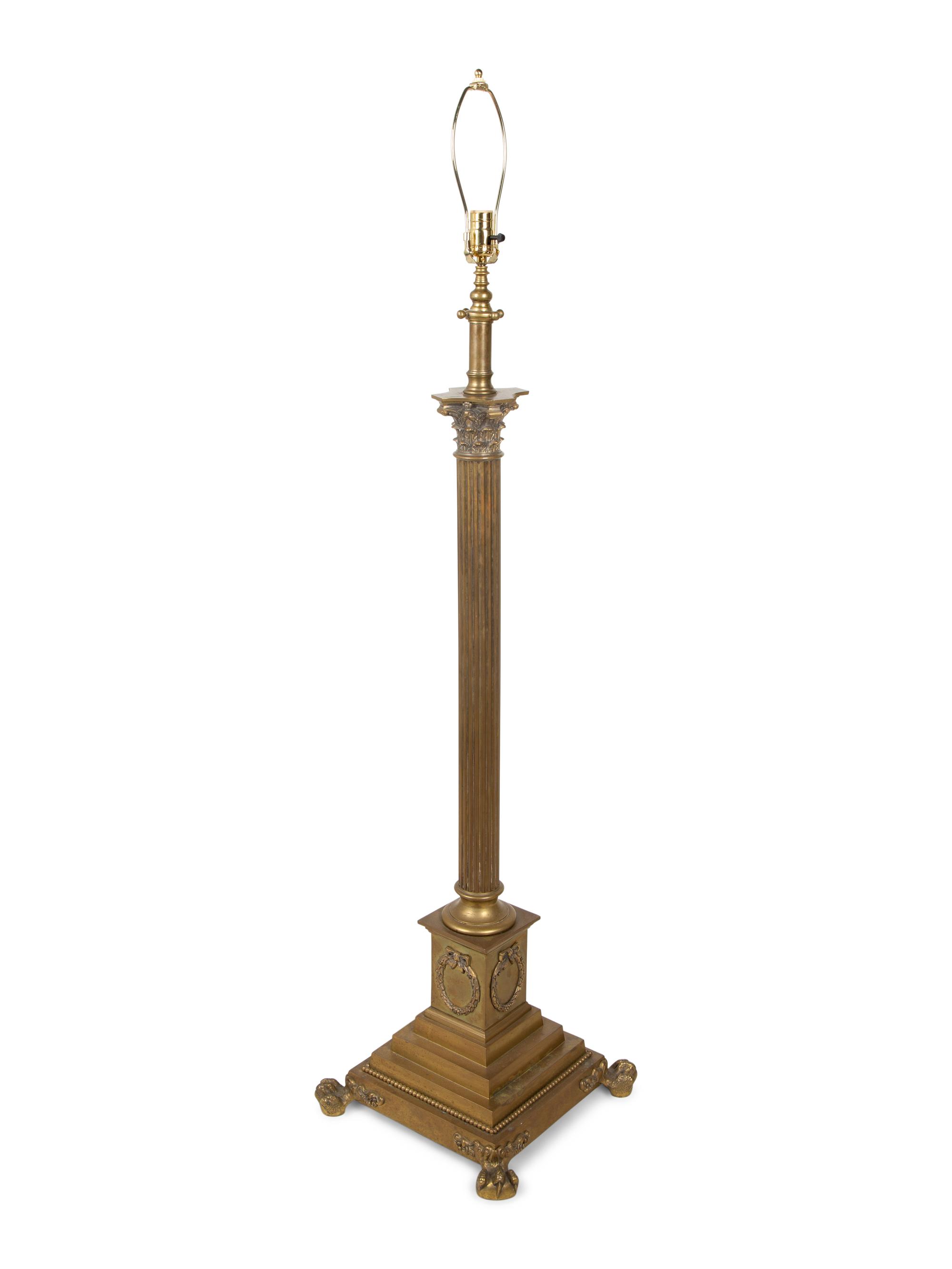 A Neoclassical Bronze Columnar Floor Lamp — 20TH CENTURY