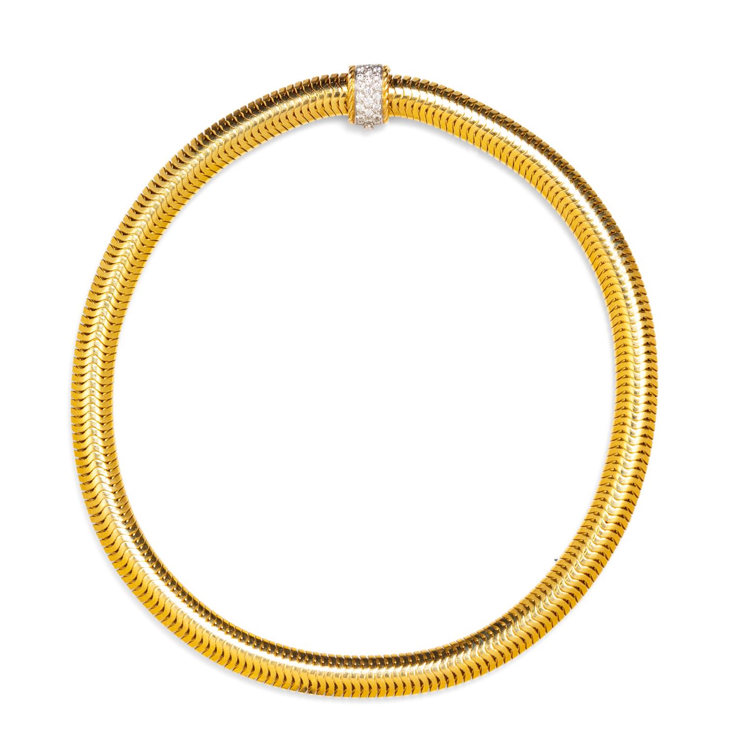 A Vintage Yellow Gold and Diamond Necklace,