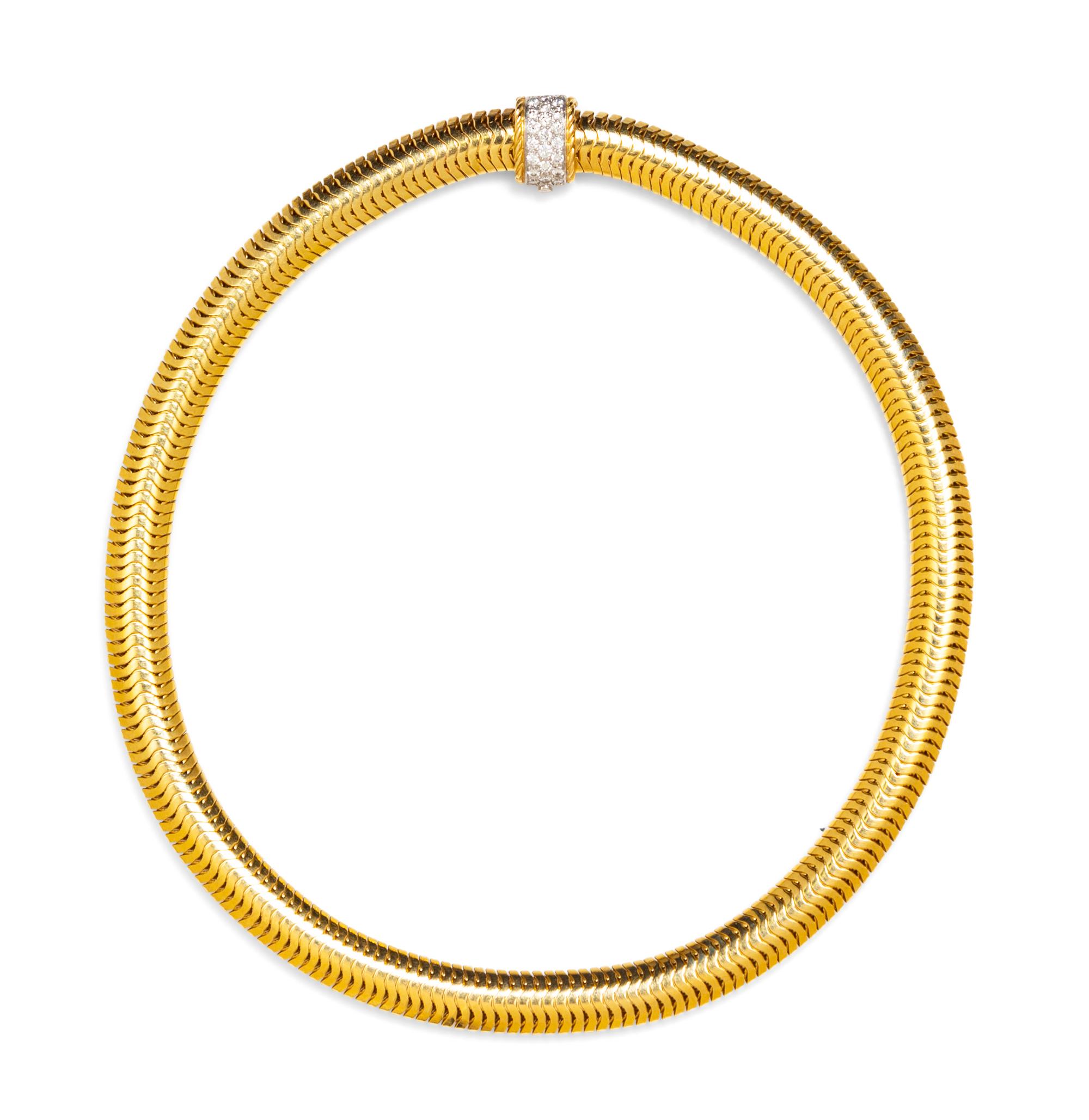 A Vintage Yellow Gold and Diamond Necklace,